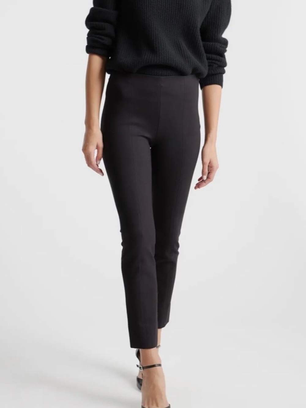 Quince NWT Ultra-Stretch Ponte Pintuck Ankle Pants Black Petite XS